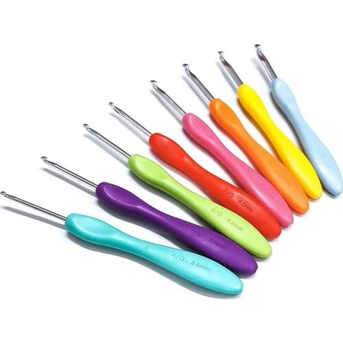Colorful aluminum Crochet hooks so weave croche needle kit weave tools Set of knitting needles Hooks and knitting accessories