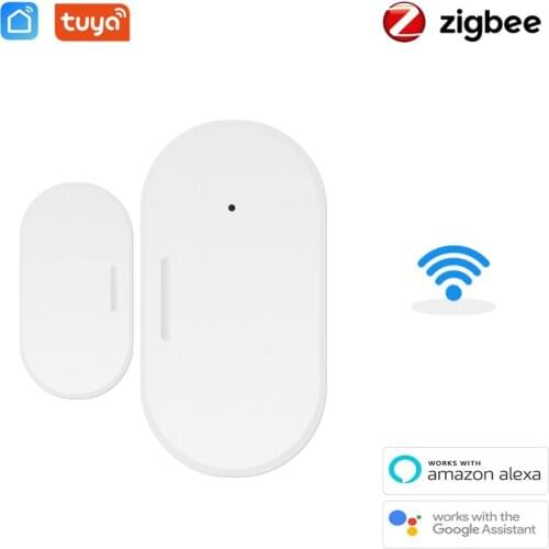 Tuya Zigbee Smart Home WiFi Door Window Sensor Door Open/Close Detectors Security Protection Alarm System Work With Gateway Hub