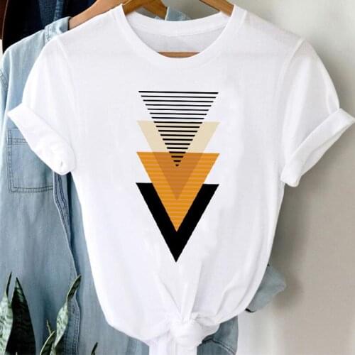 T-shirts Lady Print Female Tee T-Shirt Women Short Sleeve Striped Aesthetic Spring Summer Fashion Clothes Graphic Tshirt Top