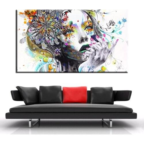 Canvas Painting Girl With Flowers canvas poster print for living room bedroom home decoration