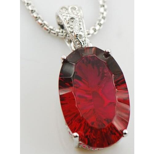 Huge Concave Cut Garnet 925 Sterling Silver Pendant TE552