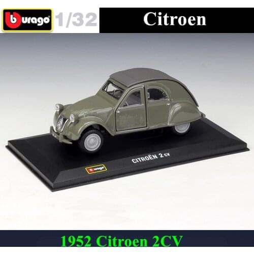 Bburago 1:32 1952 Citroen 2CV simulation alloy car model plexiglass dustproof display base package Collecting gifts