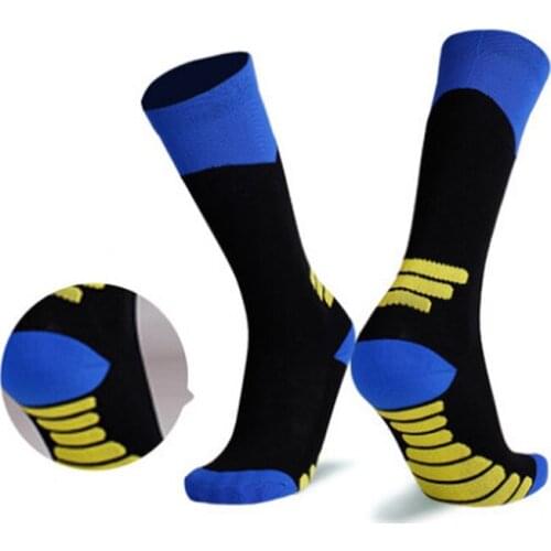 Men Anti Slip Casual Crew Socks Marathon Cycling Football Sports Compression Socks Summer Tennis Ski Hose Striped Stockings