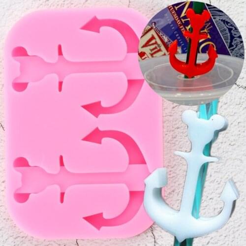Disney Mickey Anchor Straw Topper Silicone Mold Chocolate Candy Fondant Cake Decorating Tools Pendant Keychain Epoxy Resin Mould