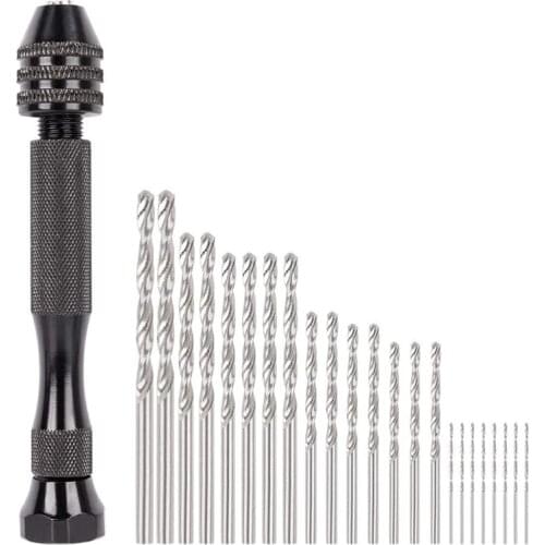 26Pcs Hand Drill Bits Set Pin Vise Woodworking Hand Mini Drill for Model Resin Jewelry Hole Maker Puncher Jewelry Tools