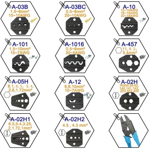 A03BC A457 A07FL A30J Die Sets for HS HS-03BC EM-6B2 FSE-03BC AM-10 EM-6B1 CRIMPING PILER Crimping machine one set modules jaws