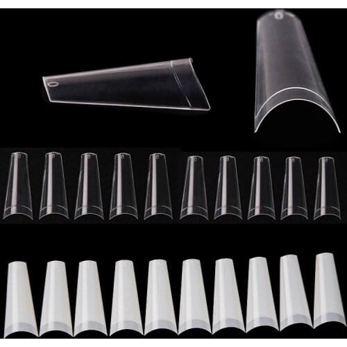 Newest 500pcs False Nails Half Cover French Nail Art Tips Stiletto Long Acrylic Fake Nail Artificial Unhas Nagel Clear/Natural
