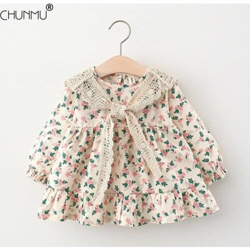 Autumn Baby Girls Princess Dress For Baby Girls Flowers Long Sleeve Dress Infant Baby Party Dress Kids Casual Newborn Clothes