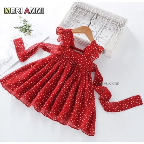 MERI AMMI Children Dressing Baby Girl Xmas Christmas Clothing Lace Sleeveless Red Bowknot Dresses For 2-7 Year Girl