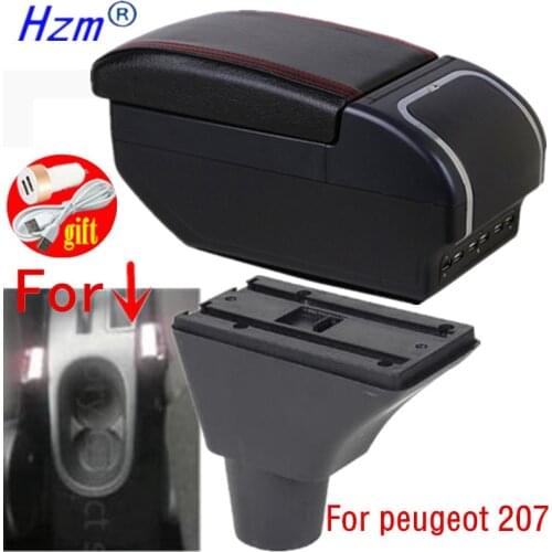 For peugeot 207 armrest box USB Charging heighten Double layer central Store content cup holder ashtray accessories