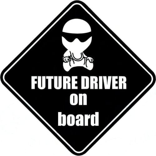 Warning FUTURE DRIVER Baby on Board Car Sticker Waterproof Decal for Skateboard Truck Motorcycles Auto PVC,14cm*14cm