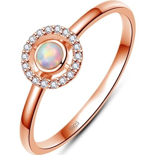 Rose Gold Opal Rings Vintage Zircon 925 Sterling Silver Rings for Women Party Proposal Rings Fine Jewelry