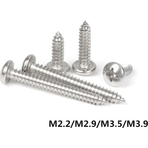 M2.2/M2.9/M3.5/M3.9 GB845 Self Tapping Wood Screws Round Screw 304 Stainless Steel Phillips Cross Pan Head Screws