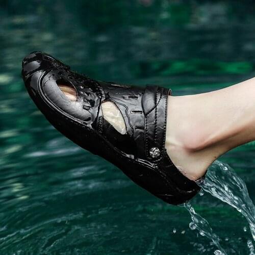 Fashion Mens Sandals Outdoor Non-slip Male Footwear Soft Comfortable Flats Shoes For Men Summer Quality Genuine Leather