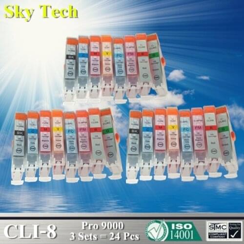 Compatible Ink Cartridges For CLI-8 CLI8 , C-8 For Canon Pixma Pro9000 printer. [With Chips]