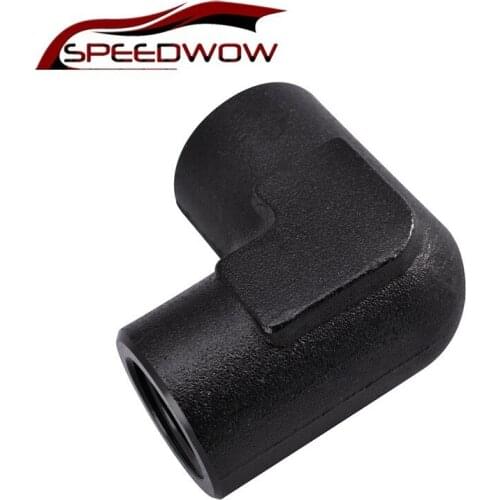 SPEEDWOW Black 3/8NPT To 3/8 NPT Thread Pipe Fuel Oil Hose End Aluminum Fitting Adapter 90 Degree Conversion Connector