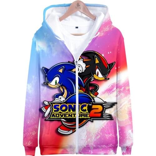Sonic print Clothes Sweatshirts hoodies Zipper Long Sleeve cardigan harajuku kids Boys Girls Autumn Outwear