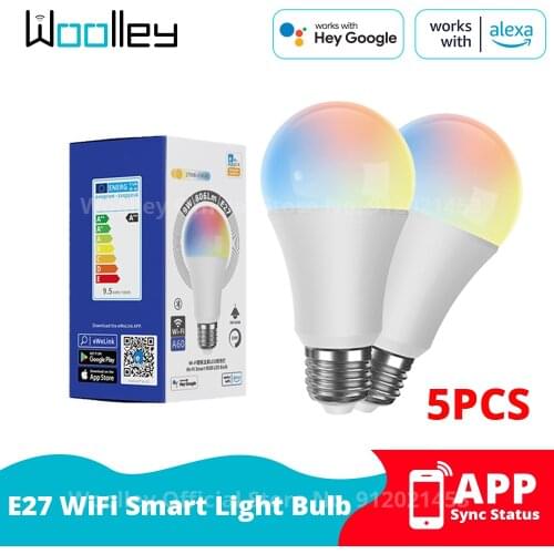 Woolley WiFi Smart Light Bulb E27 LED RGB Colorful Dimmable Wifi Lamp 220V 9W Bulbs Voice Control Works with Alexa Google Home