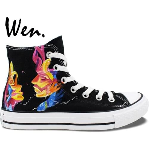 Wen Design Custom Hand Painted Shoes Design Custom MUSE Men Womens High Top Black Canvas Sneakers for Gifts