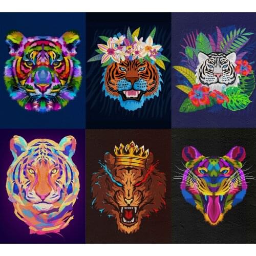 Domineering Lion and Tiger Imitation Leather Sheets Household and Commercial Decorative Painting Bag 22*30CM A4