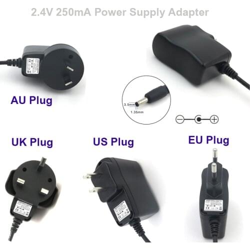 VORED AC 2.4V 250mA Switching Power Supply Adapter US/EU/UK/AU Plug Charger DC 3.5mm*1.35mm Converter for LED flashlig Adaptor