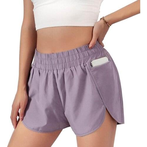 Women Summer Athletic Shorts Adults Solid Color Running Yoga Shorts with Compression Underwear Lining Female Sportswear Bottoms