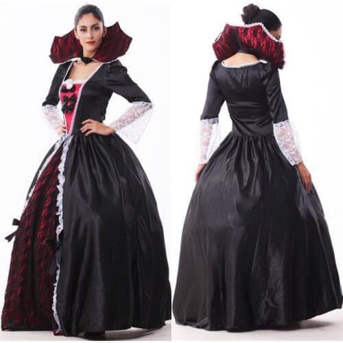Women Luxury Vampire Costumes Queen Sexy Devil Masquerade Cosplay Costumes Victorian Period Cotumes Sexy Halloween Costumes
