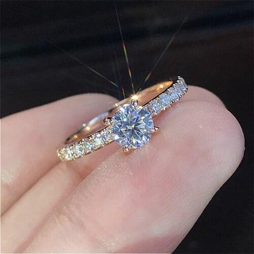 1@# COLOR Shine Ring Trendy Crystal Engagement Claws Design Rings For Women Zircon Cubic Elegant Rings Female Wedding Jewerly
