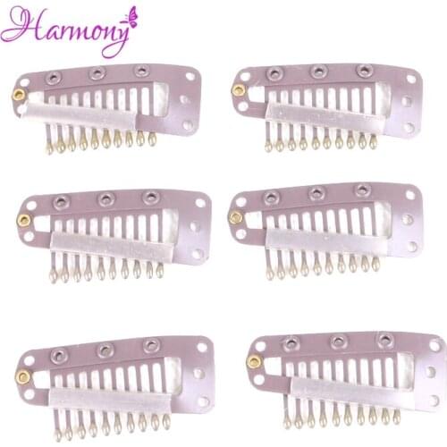 1000pcs 3.8cm Brown color 10 teeth snap clips in on hair weave extensions I Shape weft toupee wig closure styling tools