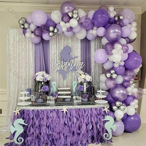 141pcs Macaron Lilac Wedding Balloons Garland Arch Kit Wedding Decoration Pearl White Chrome Silver Ballon Birthday Party Decor