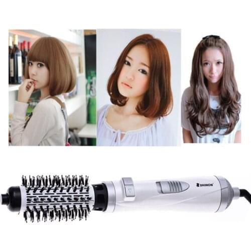 2 In 1 Electric Rotating Hair Dryer Brush Professional Hair Curling Iron Roller Multifunctional Hair Straightening Iron