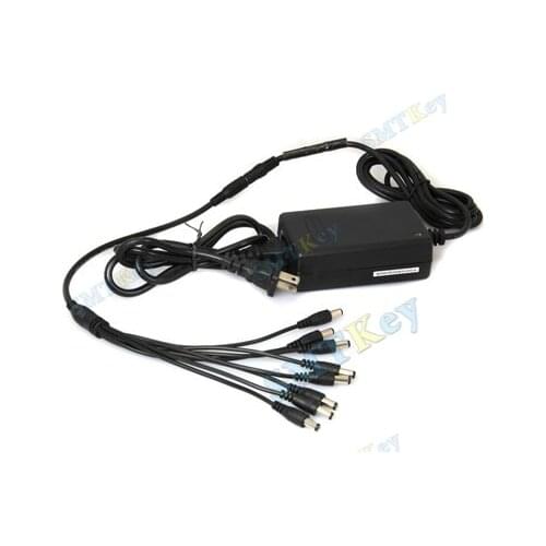 8CH AC 100-240V 2A Power Supply Adapter 8 Port DC 12V Pigtail for CCTV Camera