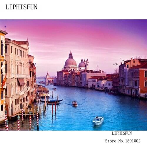 Full Square Diamond 5D DIY Diamond Painting "Venice Watertown" Embroidery Cross Stitch Rhinestone Painting Decor