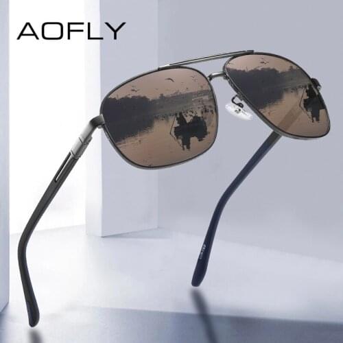 AOFLY Brand Design Square Sunglasses for Men Polarized UV Protection Anti-glare Driving Sun Glasses Male lentes de sol hombre