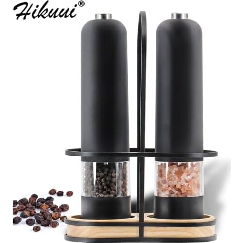 Automatic Salt Pepper Grinder Set Electric Plastic Ceramic Burr Mill For Herb Pepper Spice Adjustable Kitchen Grinding Gadgets