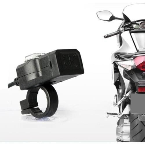 Car Motorbike 12V Dual USB Charger with Switch 2.1A & Mounts Dustprooof Cap