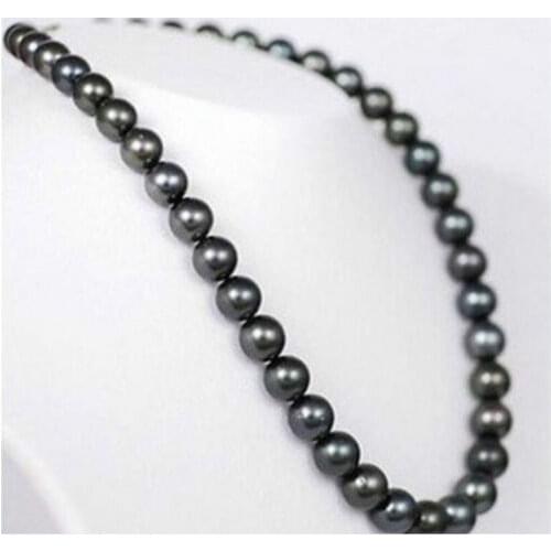 Free Shipping REAL BEAUTIFUL 17" 9-10MM TAHITIAN NATURAL BLACK PEARL NECKLACE 14KGP c