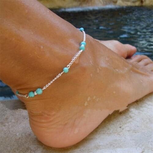 Jewelry personality fashion handmade beaded Turquoise foot chain accessories