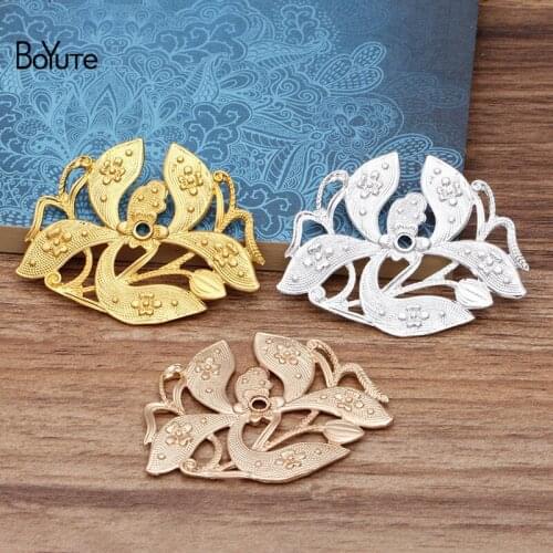 BoYuTe Factory Direct Wholesale DIY Jewelry Accessories Retro Hair Accessories Materials Alloy 45*57MM Flower Pendant 5 Pcs