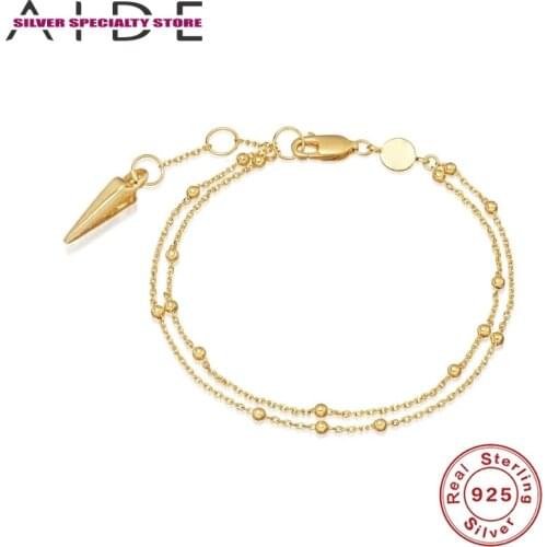 AIDE 925 Sterling Silver Bracelets For Women Trendy 2020 Fine Jewelry Gifts Original Double Layer Chain Pulseras Mujer Pulseras