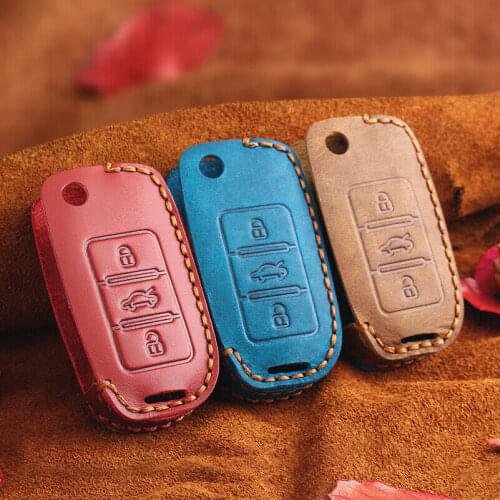 Crazy Horse Car Key Cover Case Shell Fob for VW Golf Bora Jetta POLO GOLF 5 6 Passat