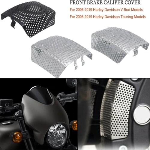 Black Stainless Steel Protective Cap Motorcycle Front Brake Caliper Cover For Harley Touring V-Rod Models 2006-2019