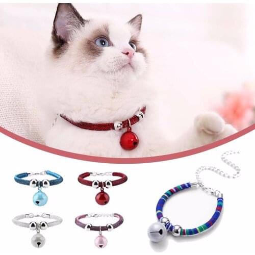 Colorful Nylon Cat Collar Cat Necklace Extension Chain Adjustable Collar Bell Pet Collar