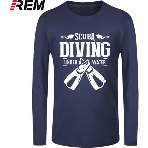 Long sleeve tee Vintage Men Scuba Diving T-Shirts Designer Pure Cotton Tee Shirt Retro Diver T Shirt Crew Neck Clothing Gift