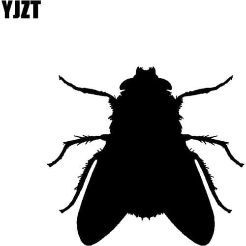 YJZT 14CM*12.6CM Delicate Shadow Bug Fly House Insect Interesting Original Vinyl Decal Art Car Sticker Black/Silver C19-1182