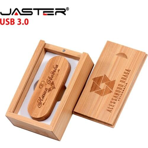 JASTER (over 1 PCS free LOGO) Wooden USB3.0 + box pen drive 4GB 8G 16G 32GB 64G USB Flash Drive photography wedding gifts