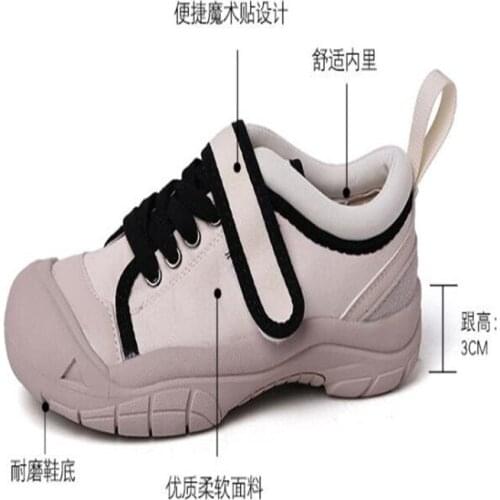 New womens sneakers fashion leather round toe thick bottom non-slip lightweight comfortable versatile casual shoes