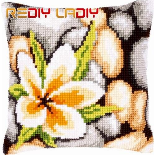 LADIY Cross Stitch Patterns POPPIES Pillow Cover DMC Counted Cross-Stitch Kits Cushions for Sofas Home Decorative Pillow Case