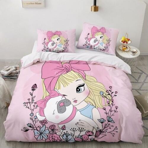 Lovely Pink Girl Bedding Set Kawaii 3d Duvet Cover Sets Comforter Bed Linen Twin Queen King Single Size Home Decor Kids Cartoon