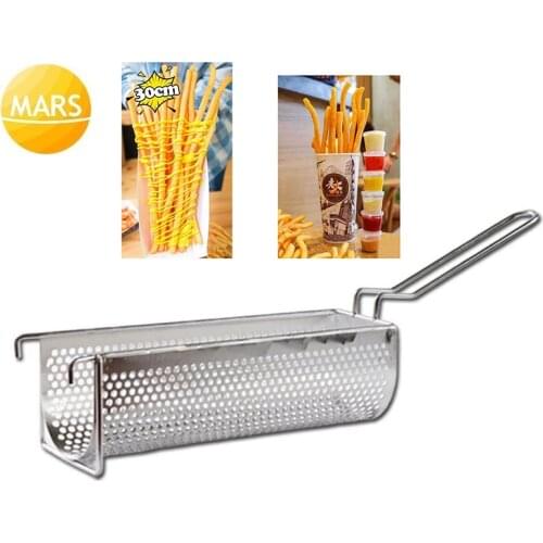 Stainless Steel Potato Chips Mini Frying Basket Strainer Fryer Kitchen Cooking Chef Basket 30cm Long French Fries Basket